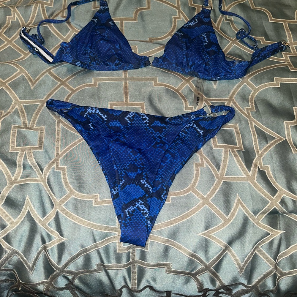 Blue Snakeskin Bikini Set